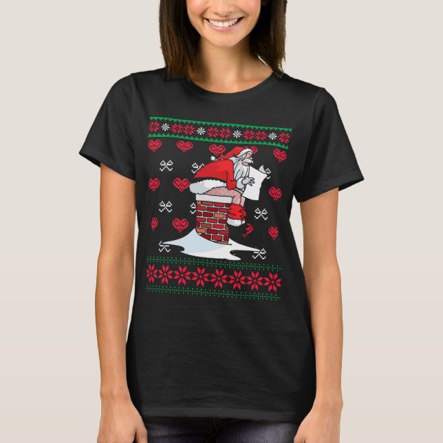 Santa Pooping Down Chimney Ugly Xmas Sweater Chris (Front)