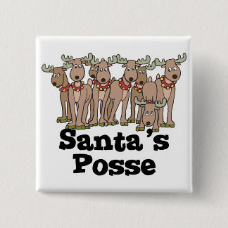 Santa posse reindeer 2 inch square button