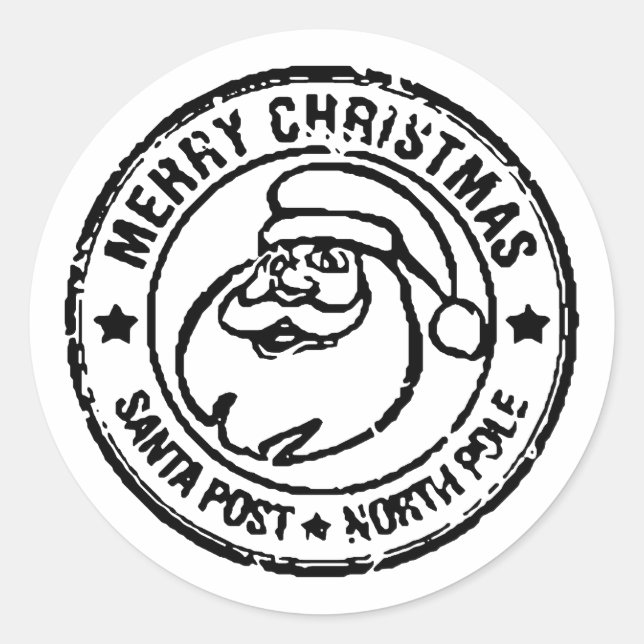 Santa Post North Pole Christmas Favour Present Gif Classic Round Sticker (Front)