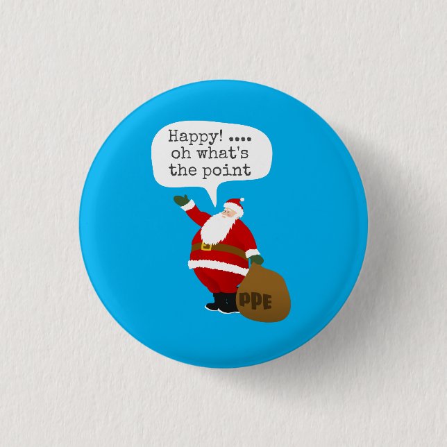 Santa PPE 1 Inch Round Button (Front)