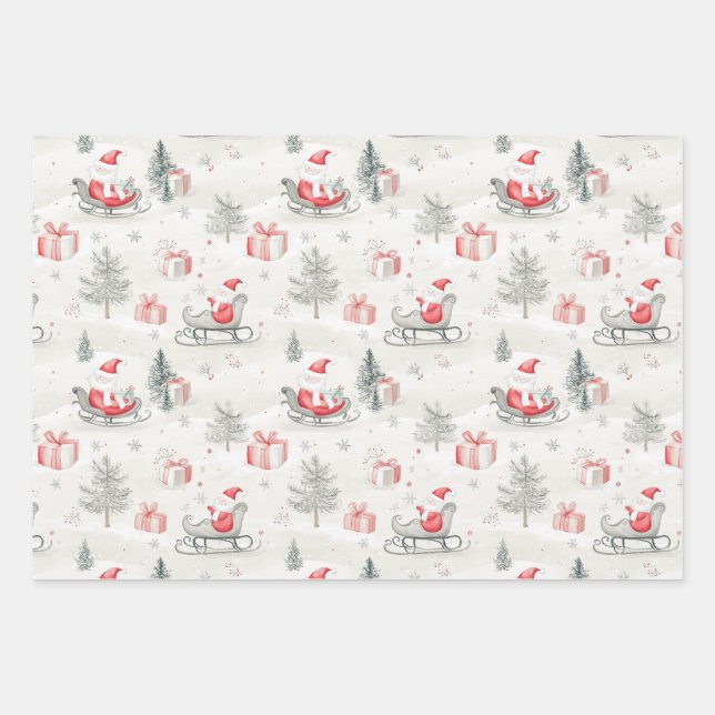 Santa Presents Christmas  Wrapping Paper Sheet (Front)