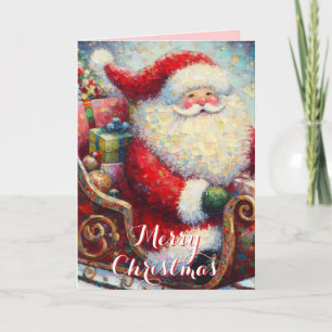 Santa & Presents on Sleigh Personalized Christmas Card