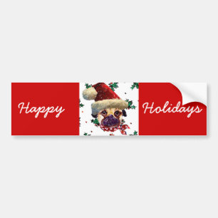Santa Pug Bumper Sticker