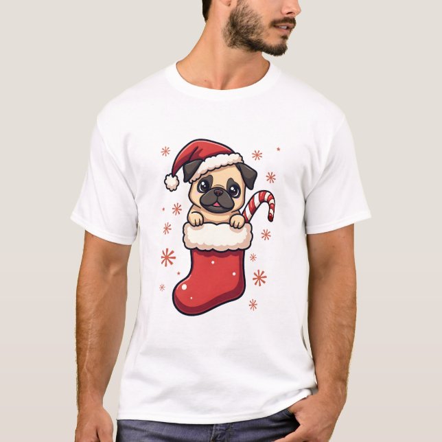 Santa Pug Delight T-Shirt (Front)