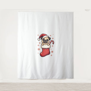 Santa Pug Delight Tapestry