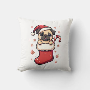 Santa Pug Delight Throw Pillow