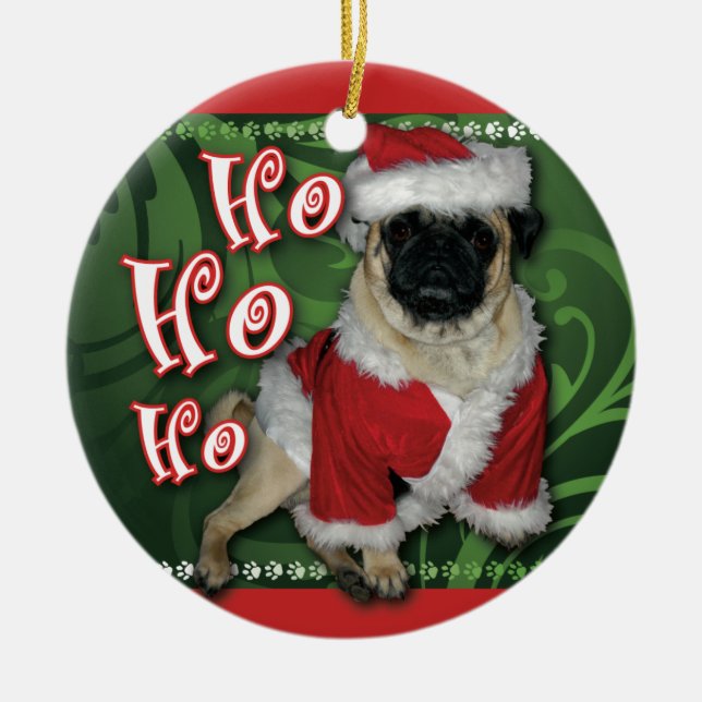 Santa Pug Ornament (Front)