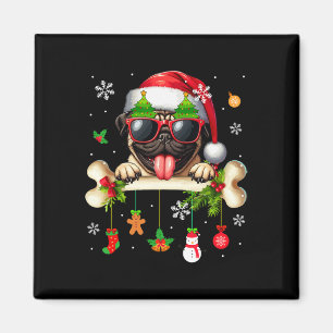 Santa Pug Sungles Cute Bone Xmas Owner Kids Family Magnet