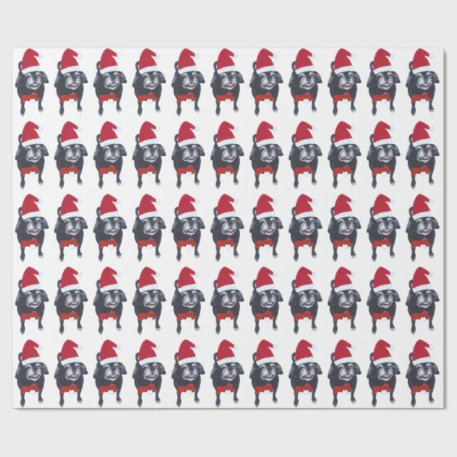 Santa Pugs All Lined Up Christmas Wrapping Paper (Flat)