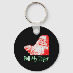 Santa Pull My Finger Funny Christmas Fart Humour P Keychain