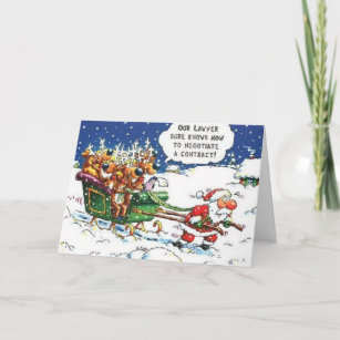 Santa Pulling Reindeer Holiday Card