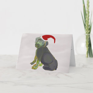 Santa Puppy Christmas Holiday Card