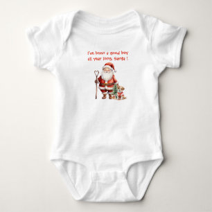 Santa & Puppy - I've Been Good Boy All Year Santa Baby Bodysuit