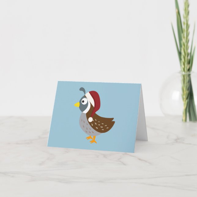 Santa Quail Holiday Card (Front)