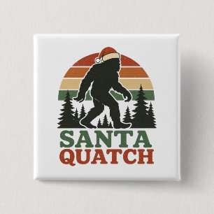 Santa Quatch Funny Bigfoot Christmas Sasquatch 2 Inch Square Button