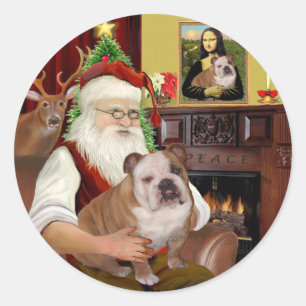 Santa (R) - English Bulldog 1 Classic Round Sticker