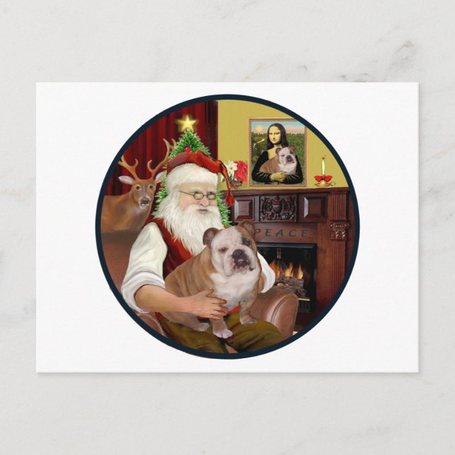 Santa (R) - English Bulldog 1 Holiday Postcard (Front)