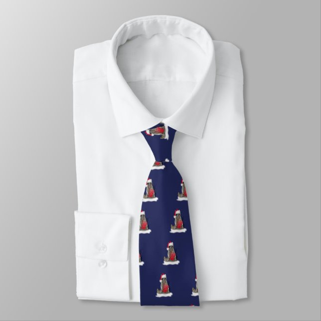 Santa Raccoon Christmas   Tie (Tied)