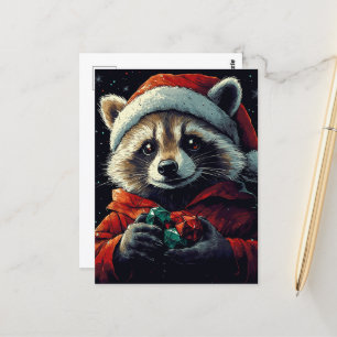Santa Raccoon Postcard