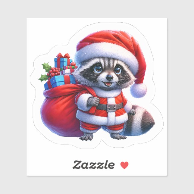 Santa Raccoon With Christmas Gifts (Sheet)