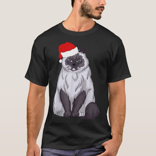 Santa Ragdoll Cat Christmas Pajama Funny Xmas Gift T-Shirt (Front)