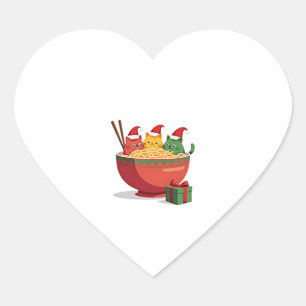 Santa Ramen Cats Anime Christmas Xmas Kids Girls M Heart Sticker