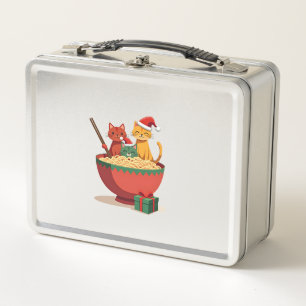 Santa Ramen Cats Anime Christmas Xmas Kids Girls M Metal Lunch Box