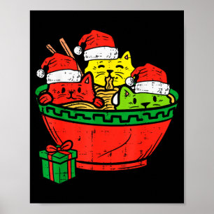 Santa Ramen Cats Anime Christmas Xmas Kids Girls M Poster