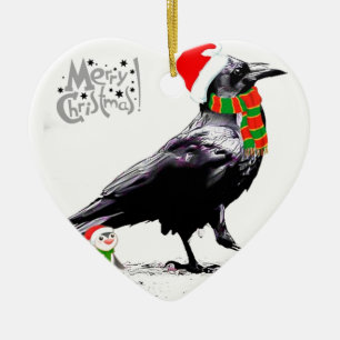 Santa Raven Christmas gift collection Ceramic Ornament