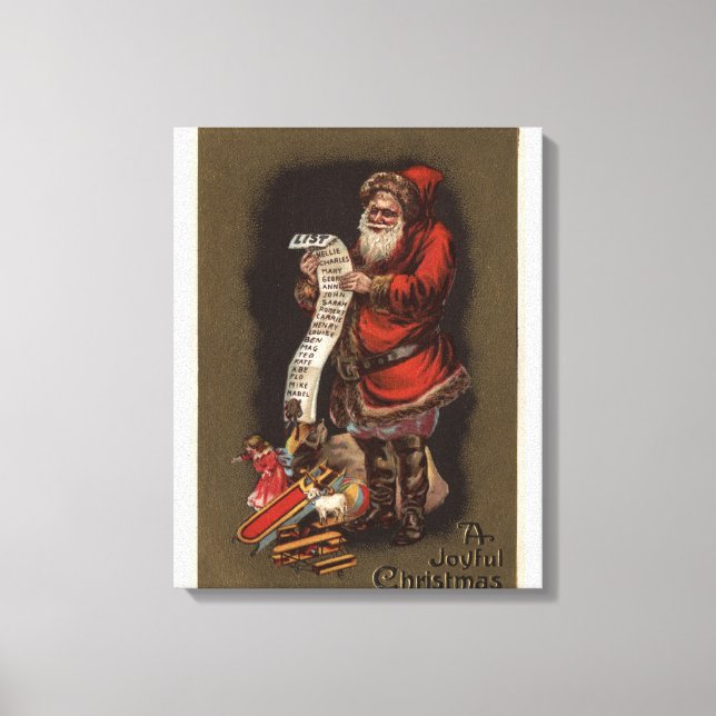 Santa Reading his Good Children List Canvas Print (Front)