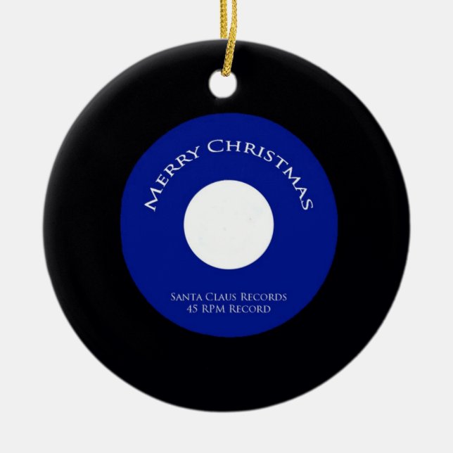 Santa Records 45 RPM Christmas Ornament (Front)