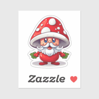 Santa Red Cap Mushroom Christmas Sticker