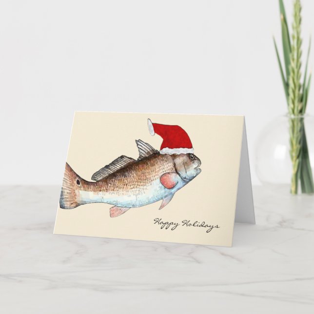 Santa Redfish Christmas Holiday Card (Front)
