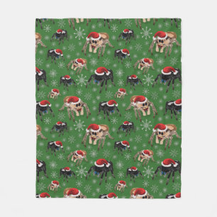 Santa Regal Jumping Spider Phidippus Regius green Fleece Blanket