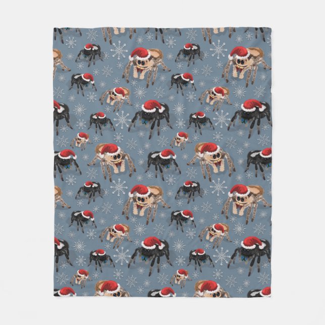 Santa Regal Jumping Spider Phidippus Regius on Ice Fleece Blanket (Front)