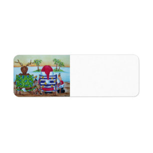 Santa & Reindeer Beach Label