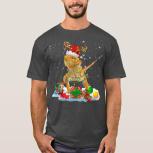 Santa Reindeer Bearded Dragon Christmas Lights Fam T-Shirt