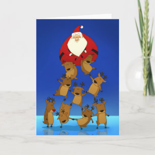 Santa & Reindeer (Blank Card) Holiday Card