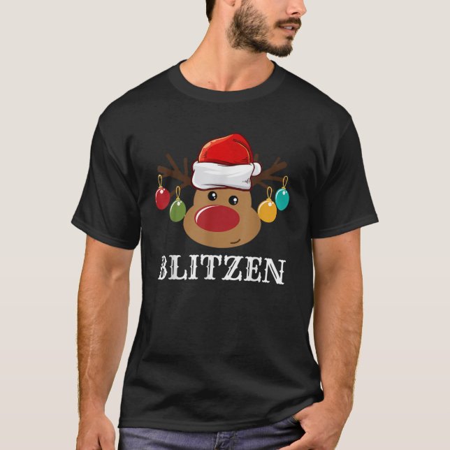 Santa Reindeer Blitzen Xmas Group Costume  T-Shirt (Front)
