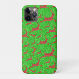 Santa Reindeer Bright Green Red Merry Christmas iPhone 11 Pro Case