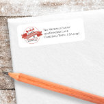 Santa Reindeer Christmas Return Address<br><div class="desc">This design features a Christmas return address label,  a modern minimalist,  informal casual,  Santa Claus,  perfect for holiday mailing,  with a red and white,  reindeer sleigh rides,  stylish trendy,  cute whimsical,  with a minimal sign design.</div>