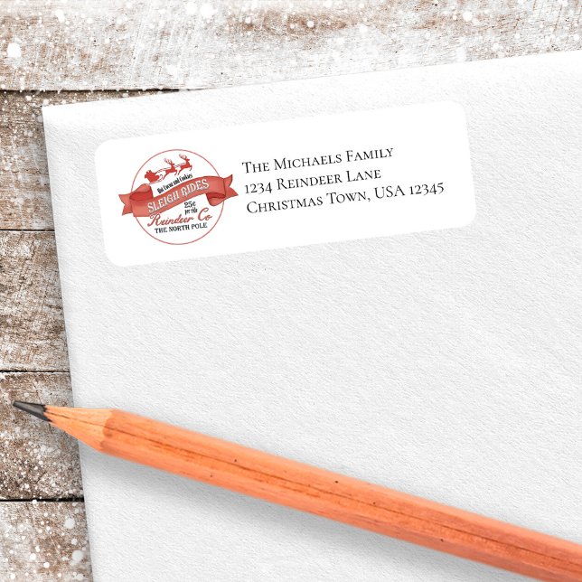 Santa Reindeer Christmas Return Address (Santa Claus return address label. )