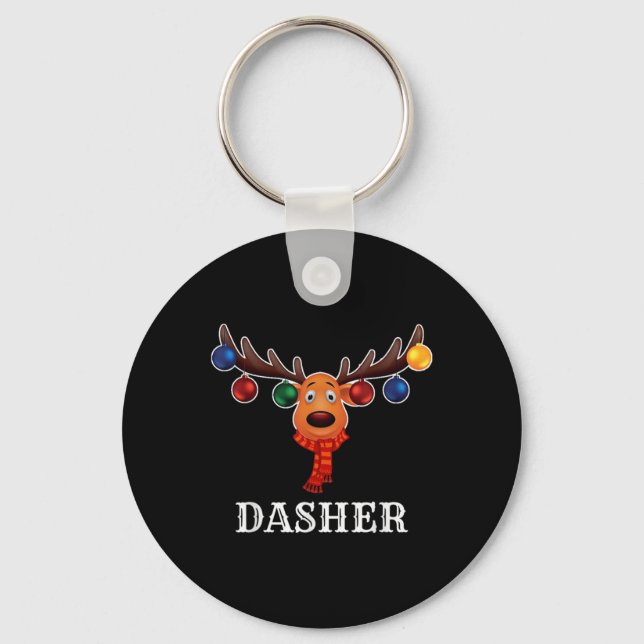 Santa Reindeer Dasher Xmas Group Costume T Shirt  Keychain (Front)