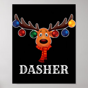 Santa Reindeer Dasher Xmas Group Costume T Shirt  Poster