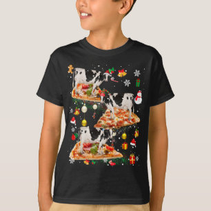 Santa Reindeer Elf Cow Riding Pizza Xmas Galaxy Fa T-Shirt