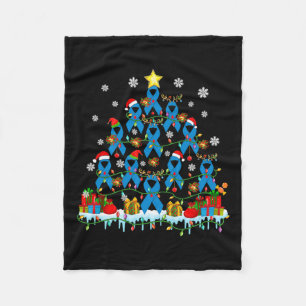 Santa Reindeer Elf Diabetes Awareness Ribbons Chri Fleece Blanket