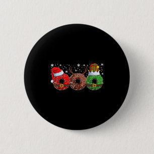Santa Reindeer Elf Donut Doughnut Christmas Womens 2 Inch Round Button