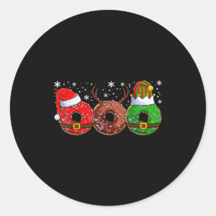 Santa Reindeer Elf Donut Doughnut Christmas Womens Classic Round Sticker