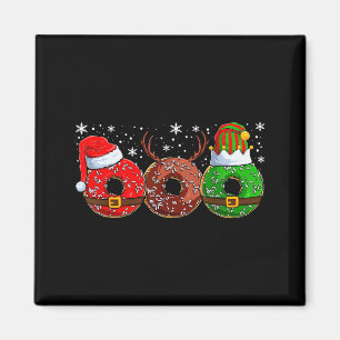Santa Reindeer Elf Donut Doughnut Christmas Womens Magnet