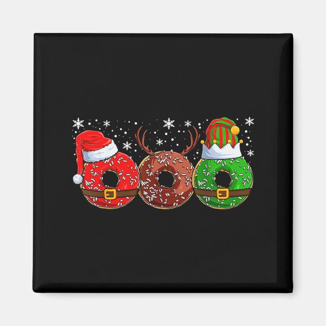 Santa Reindeer Elf Donut Doughnut Christmas Womens Magnet (Front)